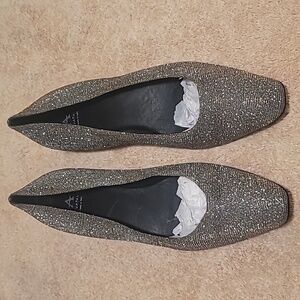 AQUATALIA MARCELLA GLITTER BALLET FLATS Women's Size 9.5. Gold Silver